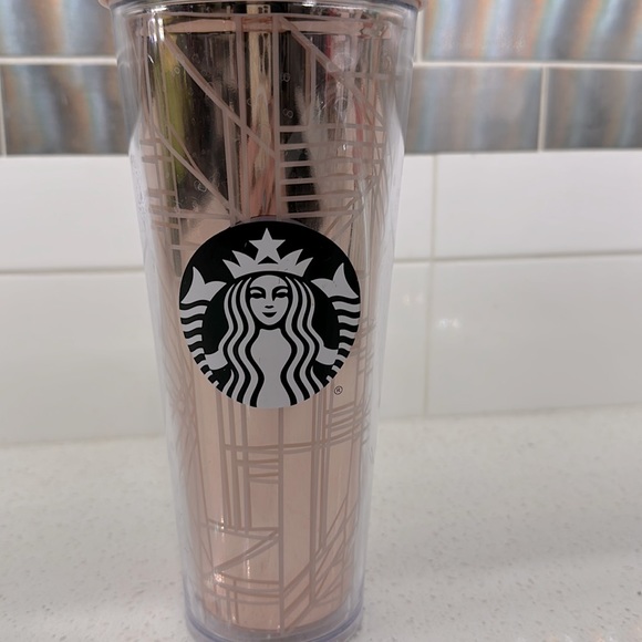 Starbucks Other - Starbucks Venti Tumbler Rose Gold Geometric 24 Oz